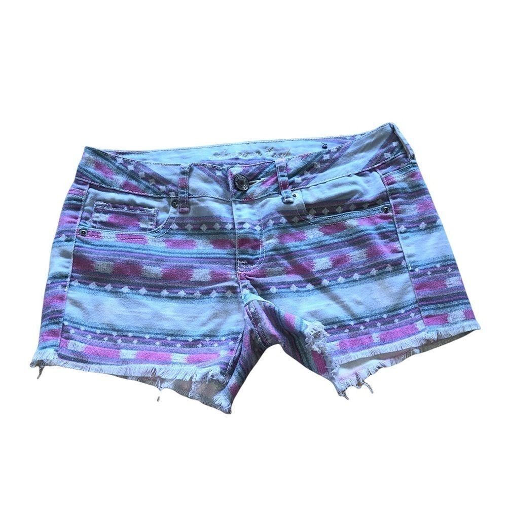 American Eagle Boho Printed Denim Shorts